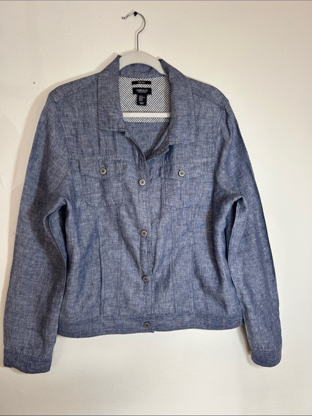 Lightweight Linen Blue Chambray Bomber Jacket